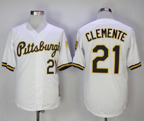 Mitchell And Ness 1990-1997 Pirates #21 Roberto Clemente White Throwback Stitched MLB Jersey
